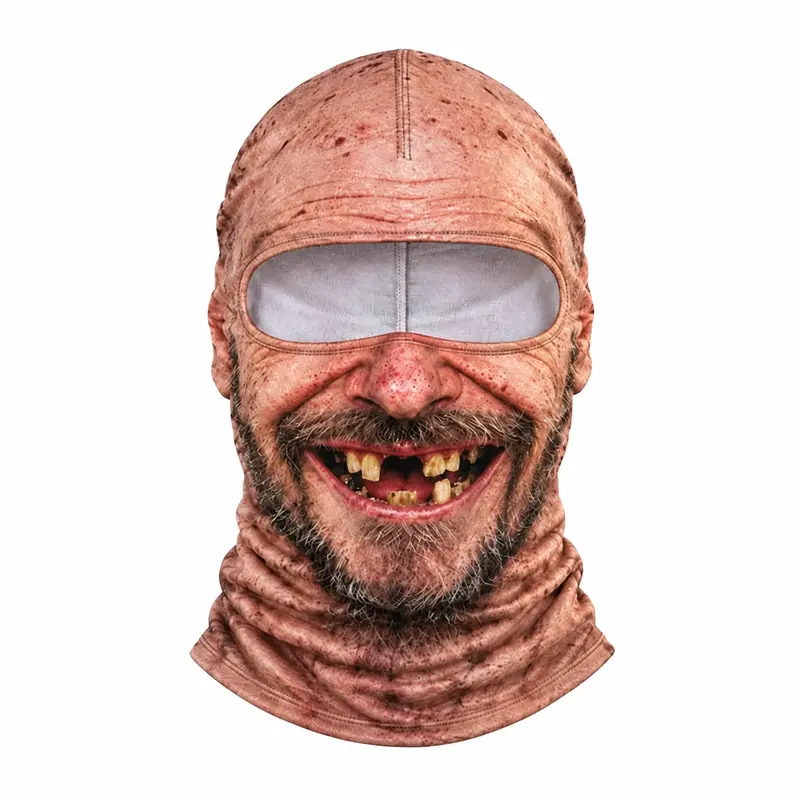 Uncle hood with bald head and toothy smile