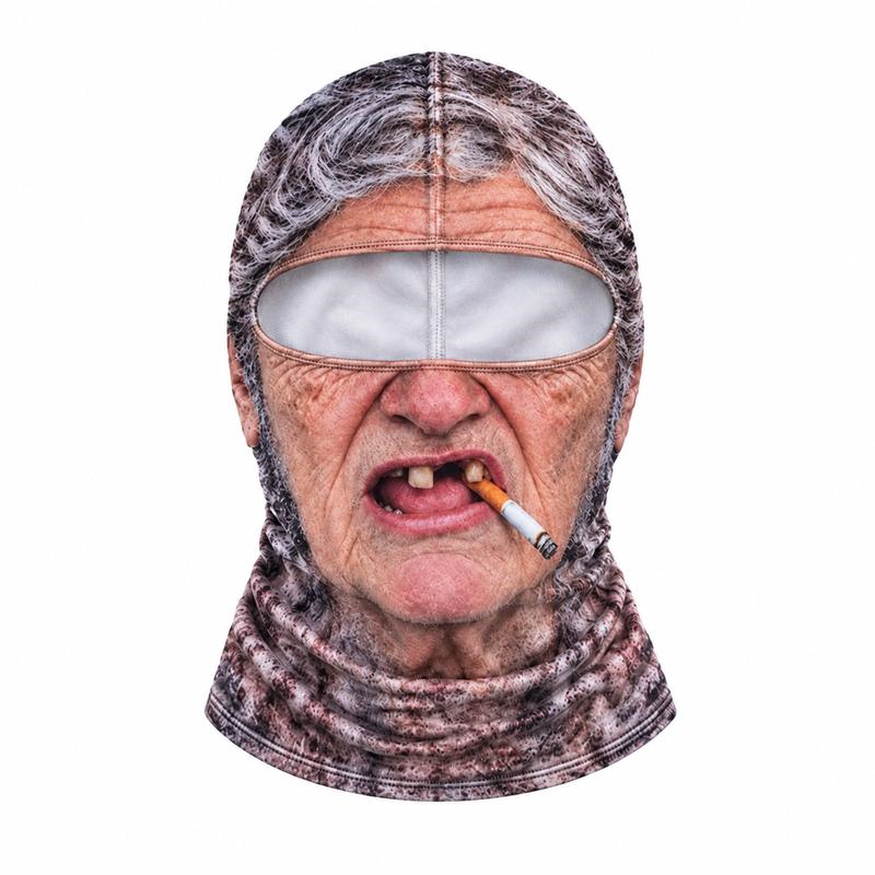Grandma hood with gray hair and expressive face print